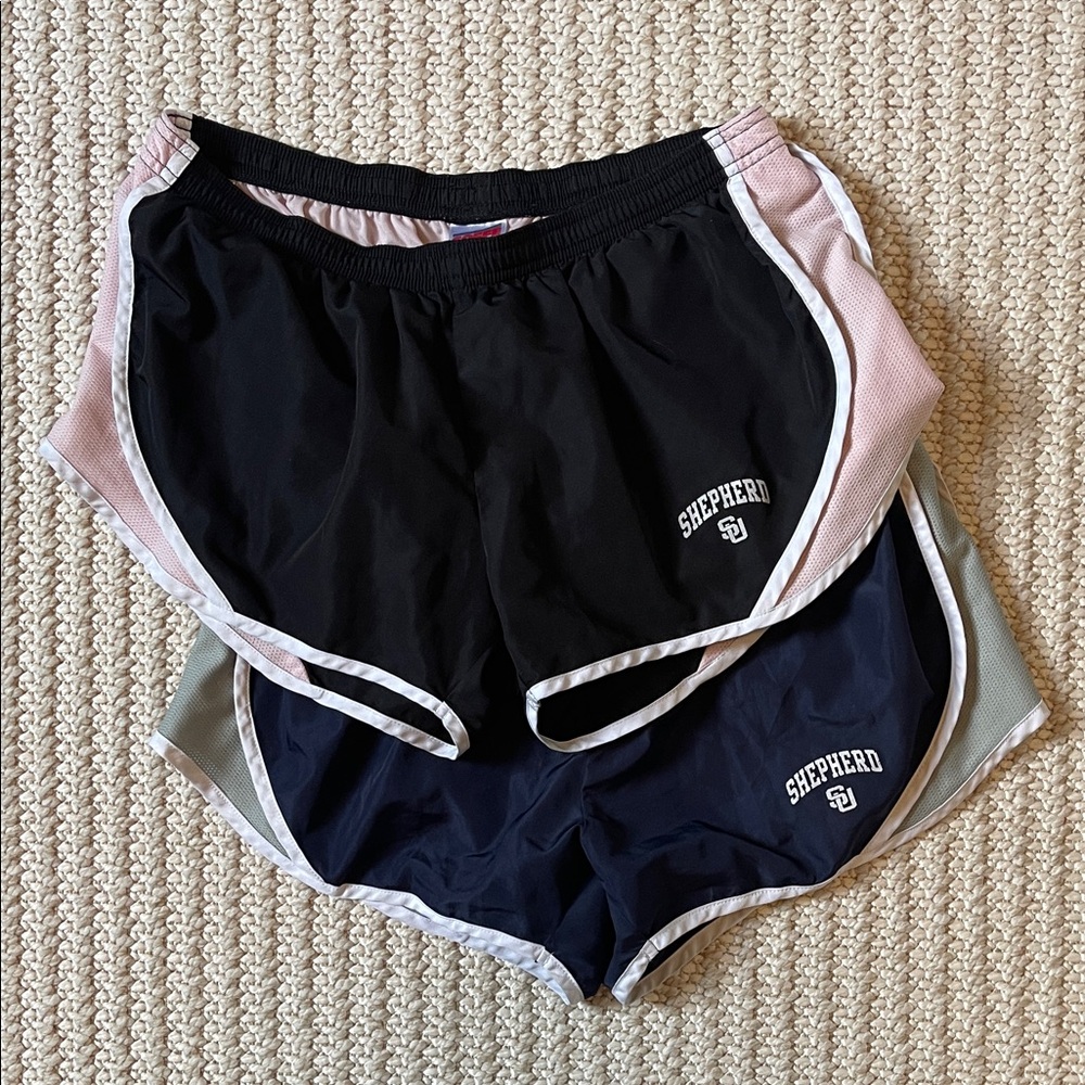 Athletic Women's Running Shorts — Black with Pink Trim